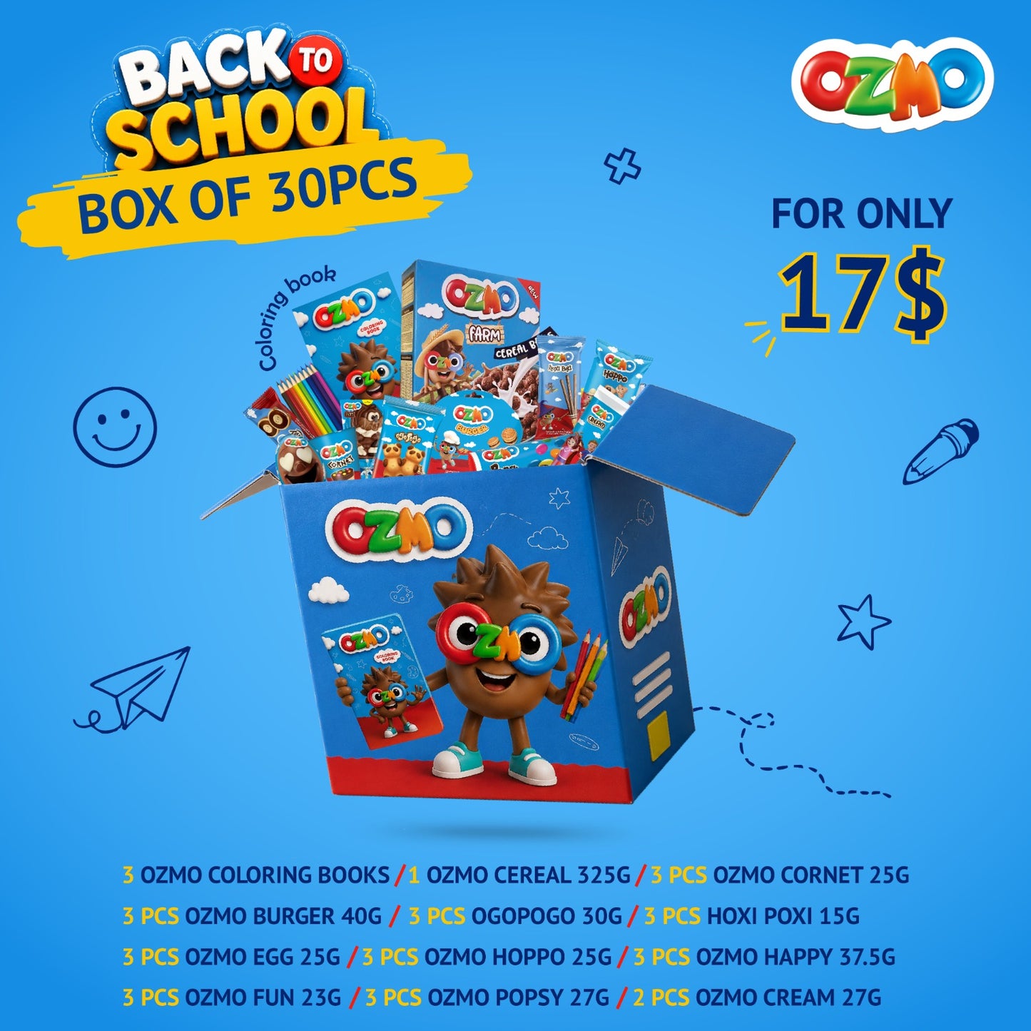 OZMO Back to School Bundle Offer - box of 30 pieces