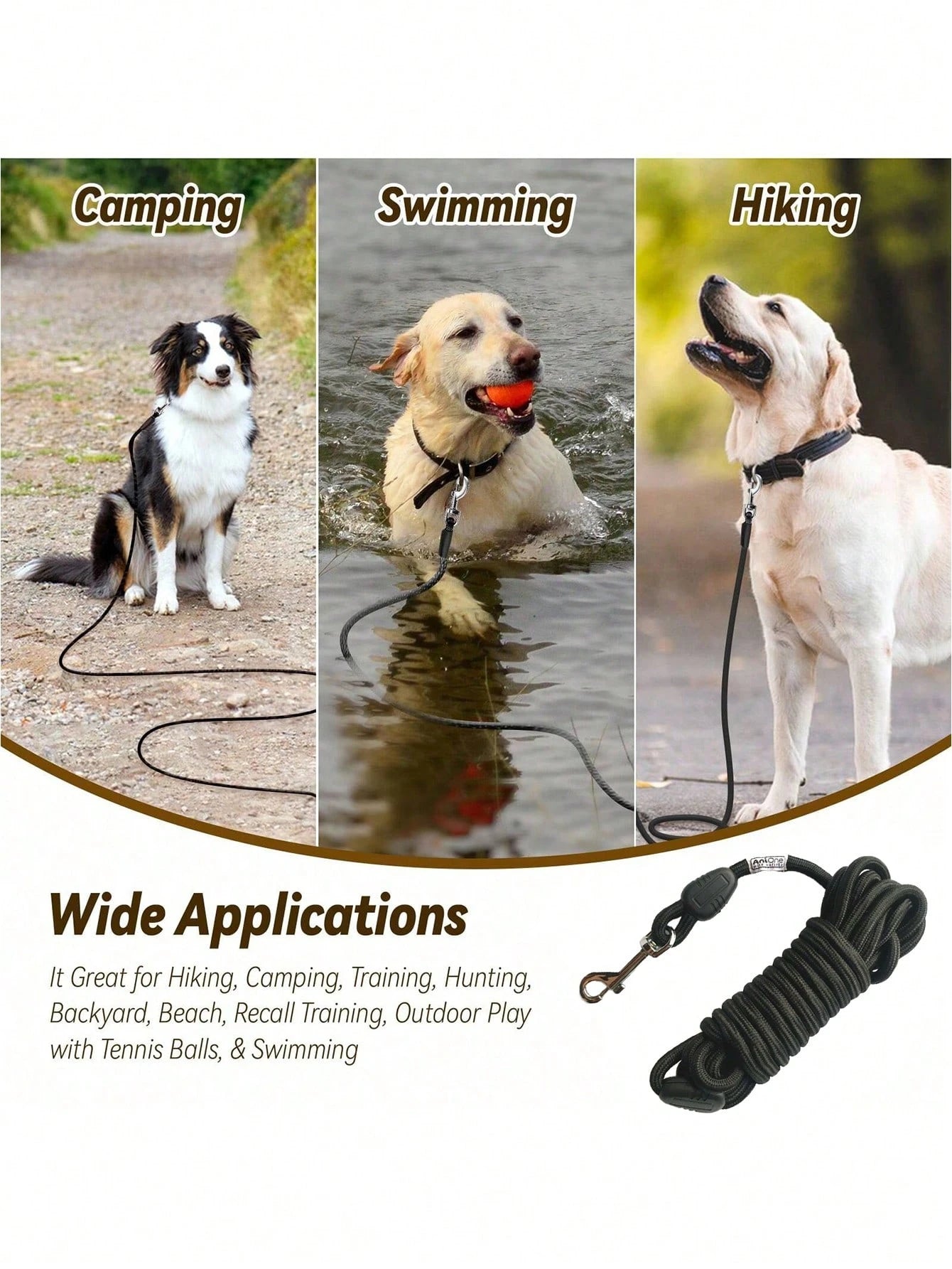 Solid Color Pet Leash – Durable Outdoor Walking Accessory for Dogs