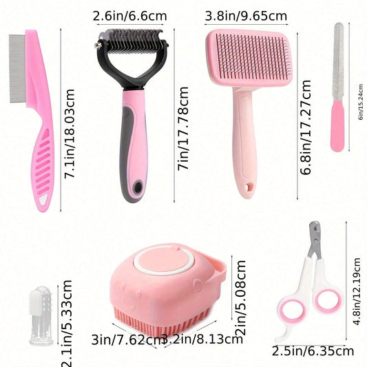 8-Piece Dog & Cat Grooming Kit | Complete Pet Care Set