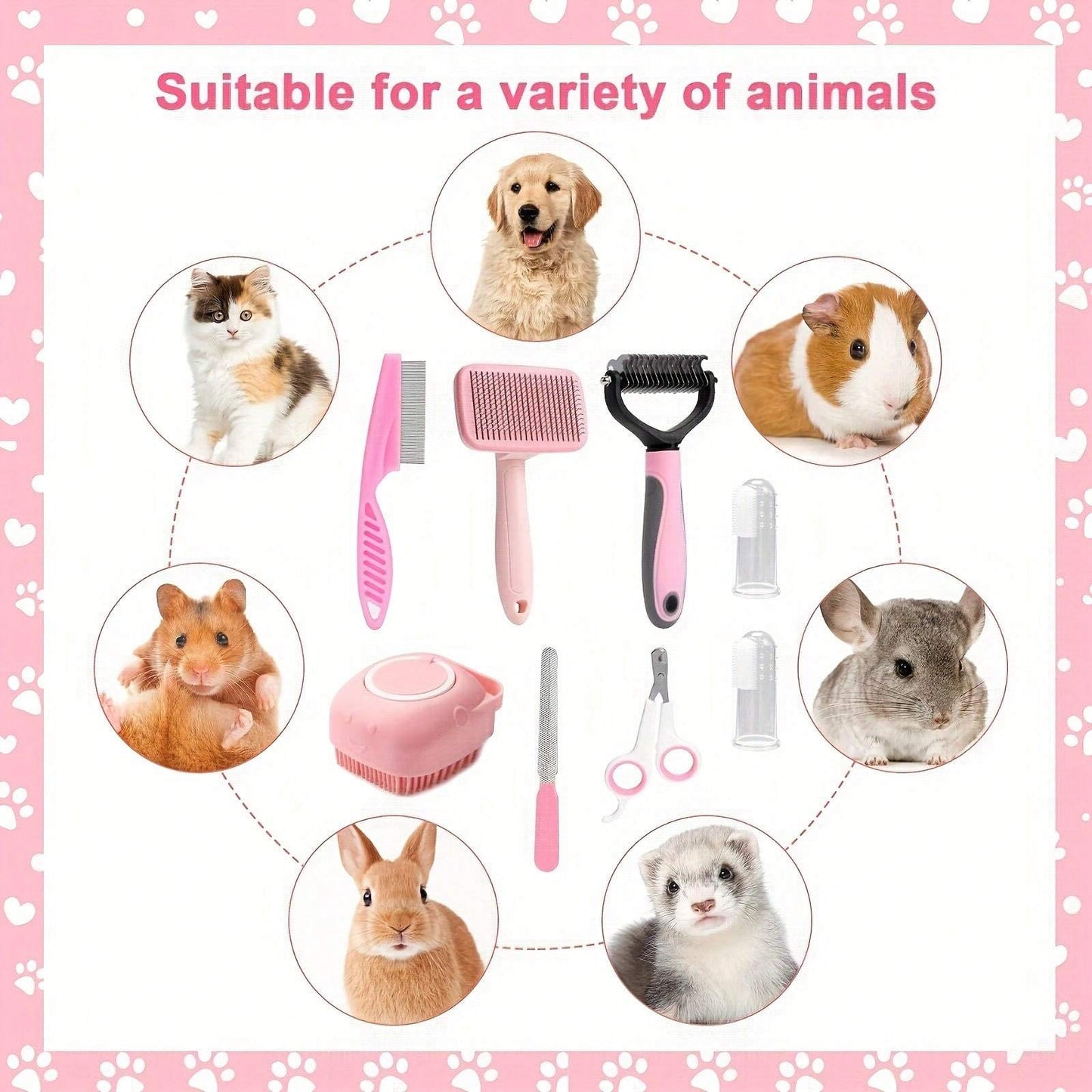 8-Piece Dog & Cat Grooming Kit | Complete Pet Care Set
