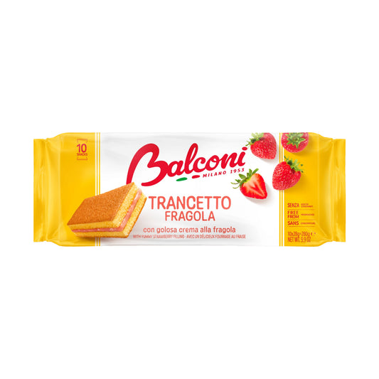 BALCONI Trancetto: 2 Layers of Milk Cake in Between Strawberry Cream Filling (28g) - 10 Pieces per box