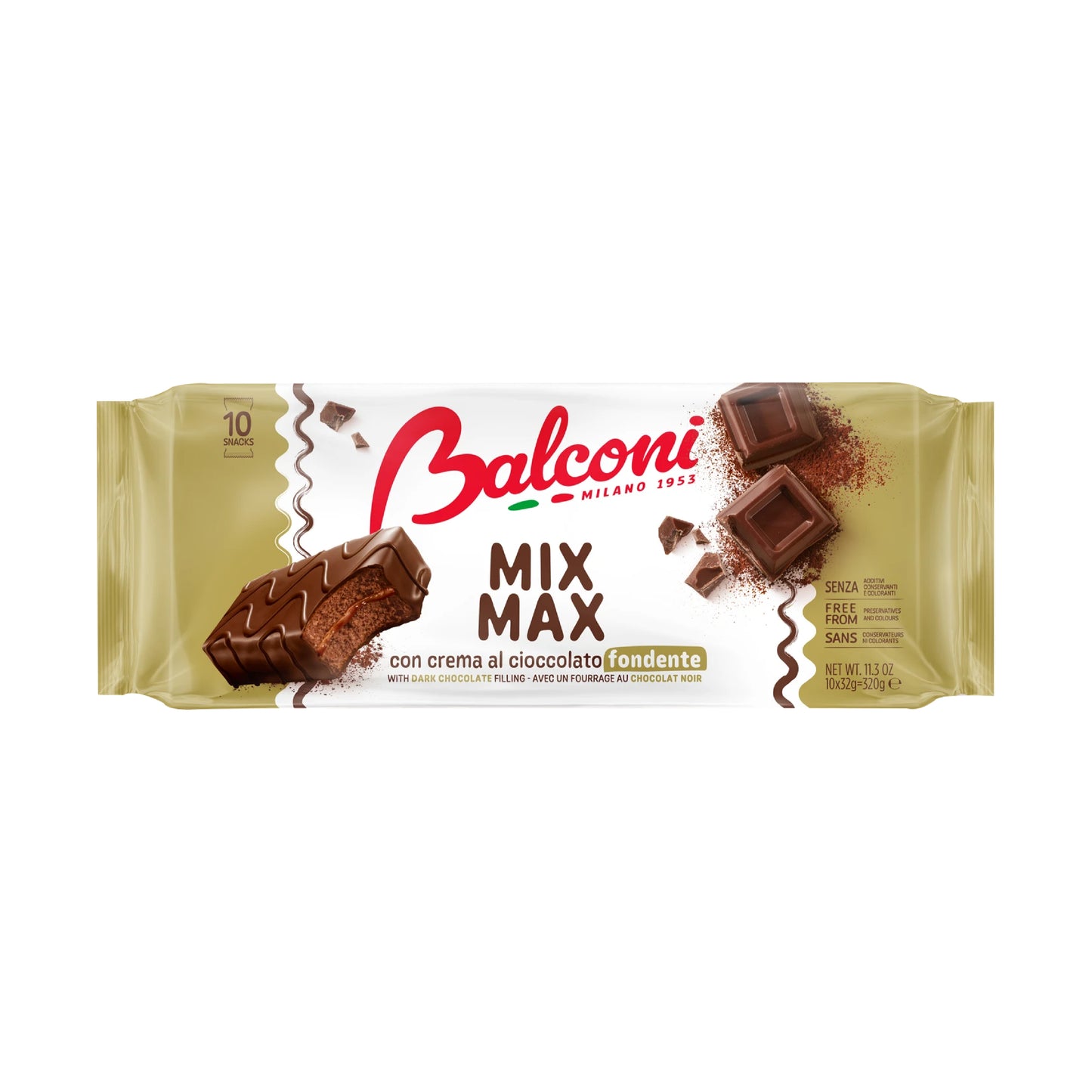 BALCONI Mix Max: Cocoa Cake With Dark Chocolate Cream (32g) - 10 Pieces per box