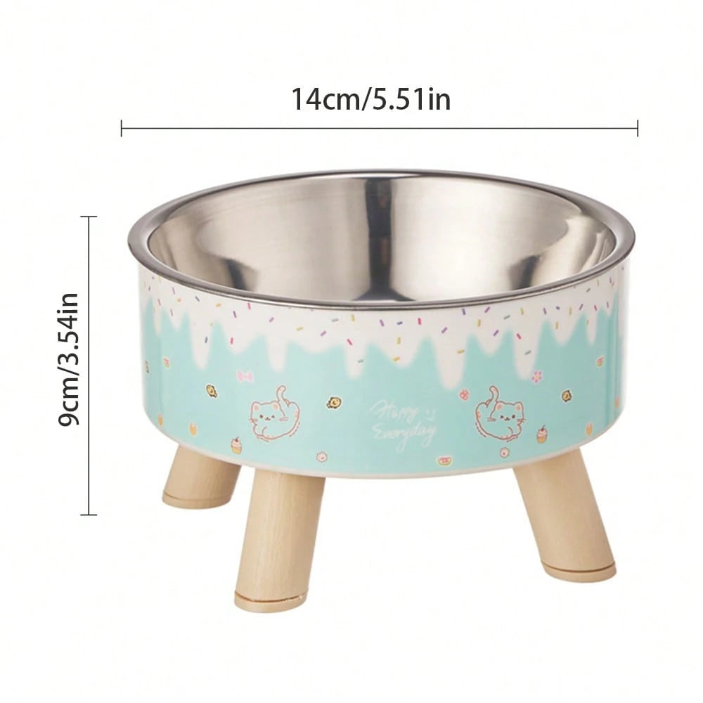 Elevated Stainless Steel Pet Bowl – Anti‑Spill Cat Feeding & Water Dish with Neck Protection