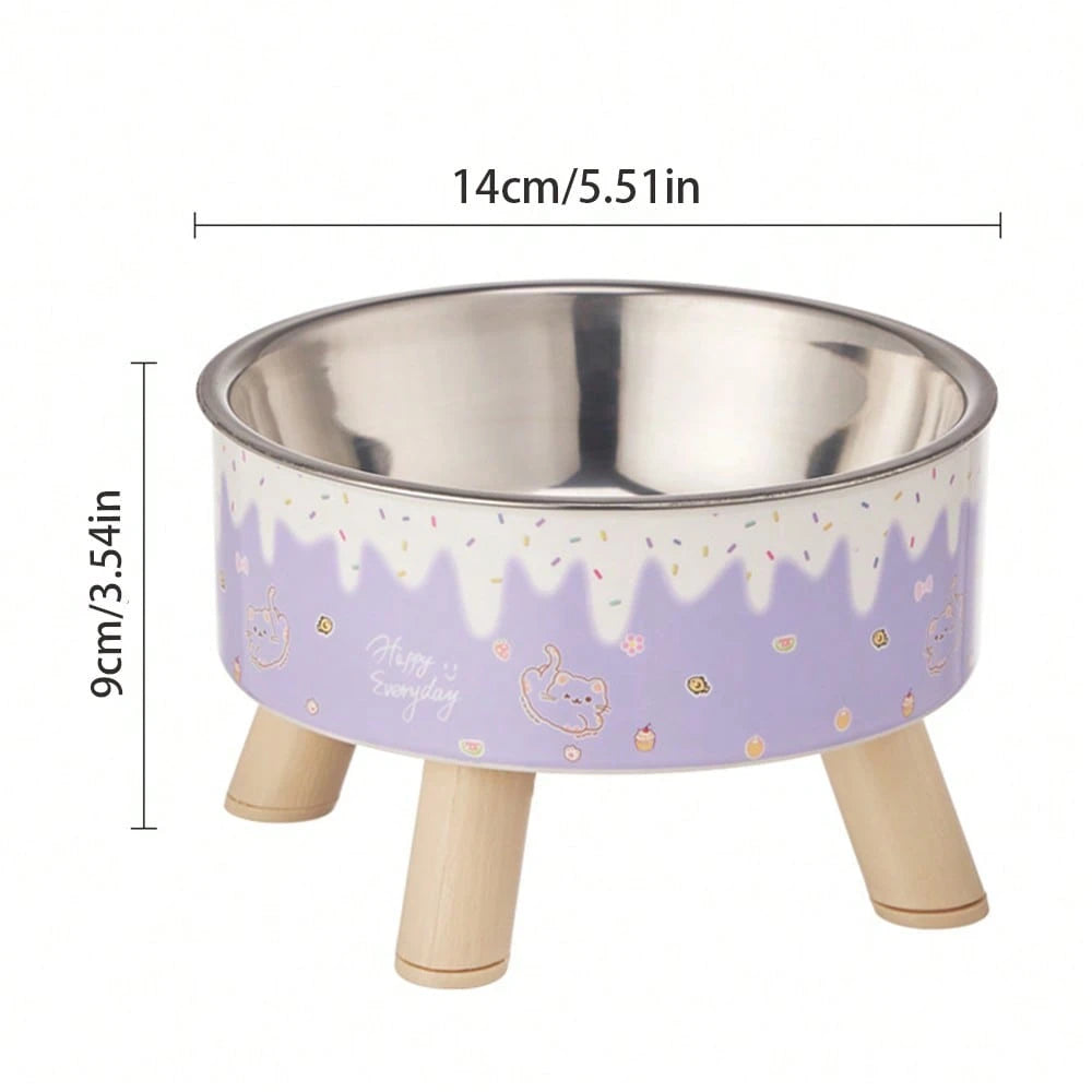 Elevated Stainless Steel Pet Bowl – Anti‑Spill Cat Feeding & Water Dish with Neck Protection