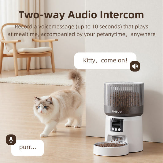 ROJECO Automatic Pet Feeder with 1080P Camera & WiFi (No Adapter)