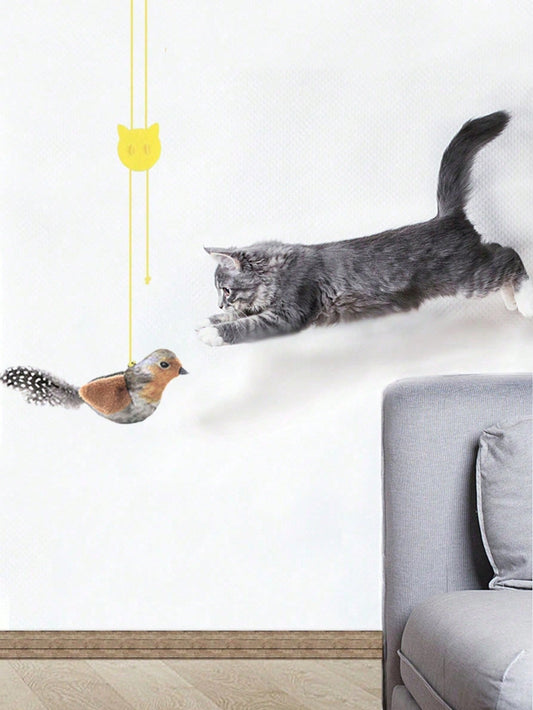 Interactive Hanging Bird Cat Toy | Chirping Sound & Flapping Wings