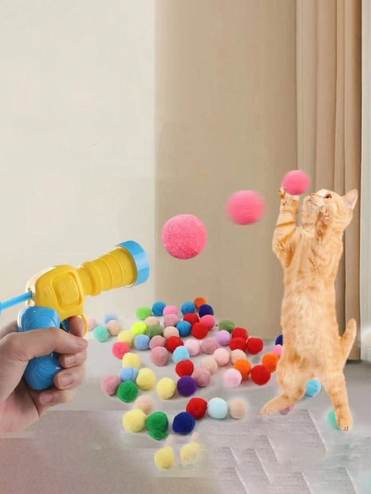 Interactive Cat Ball Launcher Set with Plush Balls | Indoor Cat Toy