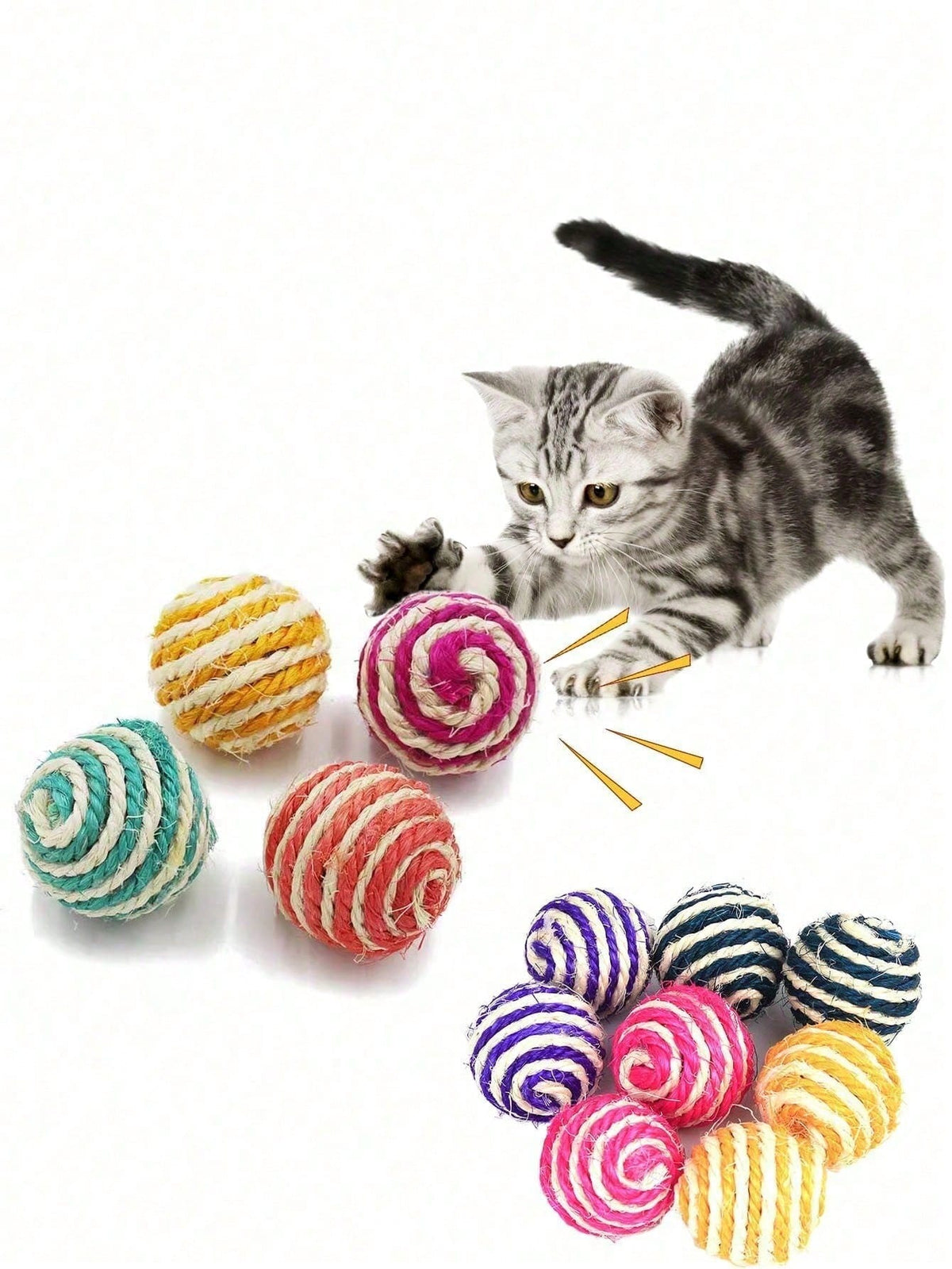 Cat Rolling Toy - Mini Sisal Ball - Random Color
