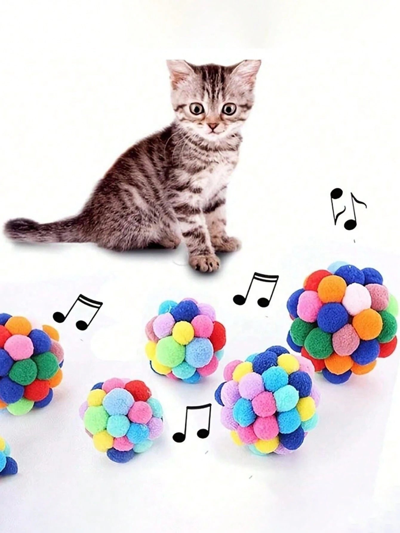 Plush Cat Ball Toy with Bell – Interactive Indoor Kitten Chase & Chew Toy