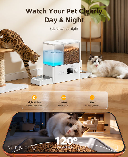 ROJECO 8.5L Automatic Pet Feeder with Camera option | 2-in-1