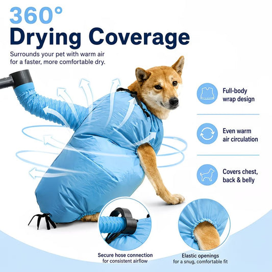 Hands-Free Pet Drying Bag | Quick-Dry Grooming Bag for Cats & Small Dogs