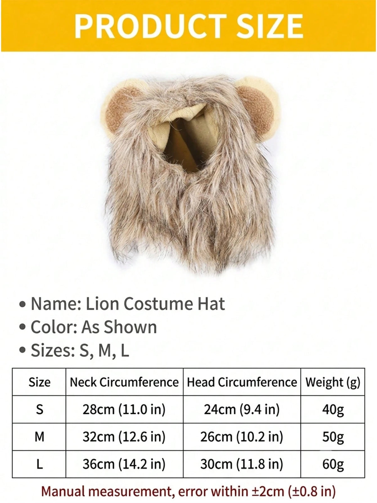 Funny Lion Mane Pet Hat – Cute Costume for Cats & Small Dogs