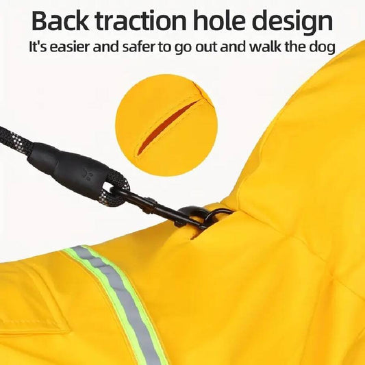 Large Waterproof Dog Raincoat with Reflective Strips & Adjustable Hood