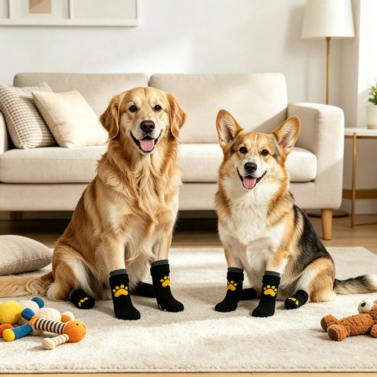 Non-Slip Pet Socks for Dogs & Cats (4-Piece Set)