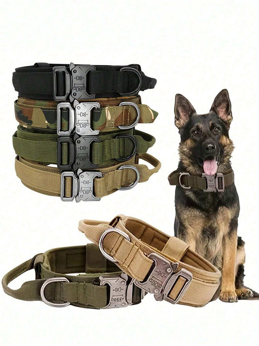 Tactical Dog Collar with Handle | Heavy Duty Reflective Collar