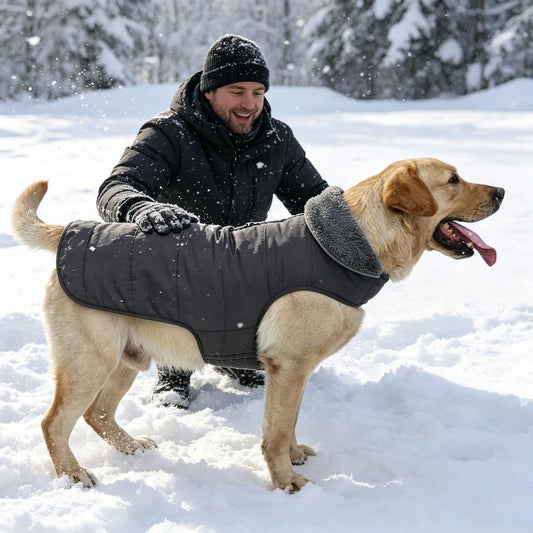 Warm Winter Dog Coat with Wool Lining | Windproof Jacket for Medium & Large Dogs
