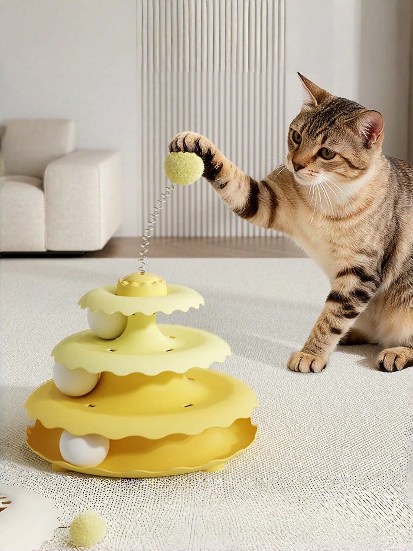 3-Level Interactive Cat Track Toy | Puzzle Ball Tower for Indoor Cats