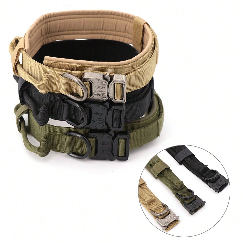 Tactical Dog Collar and Leash Set with Handle – Adjustable Training Collar for Medium & Large Dogs
