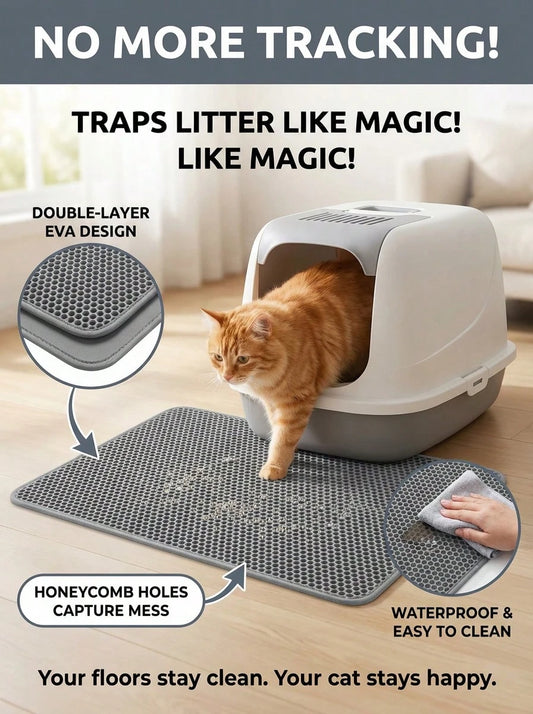 Honeycomb Cat Litter Mat | EVA Anti-Tracking & Waterproof Litter Trap Mat