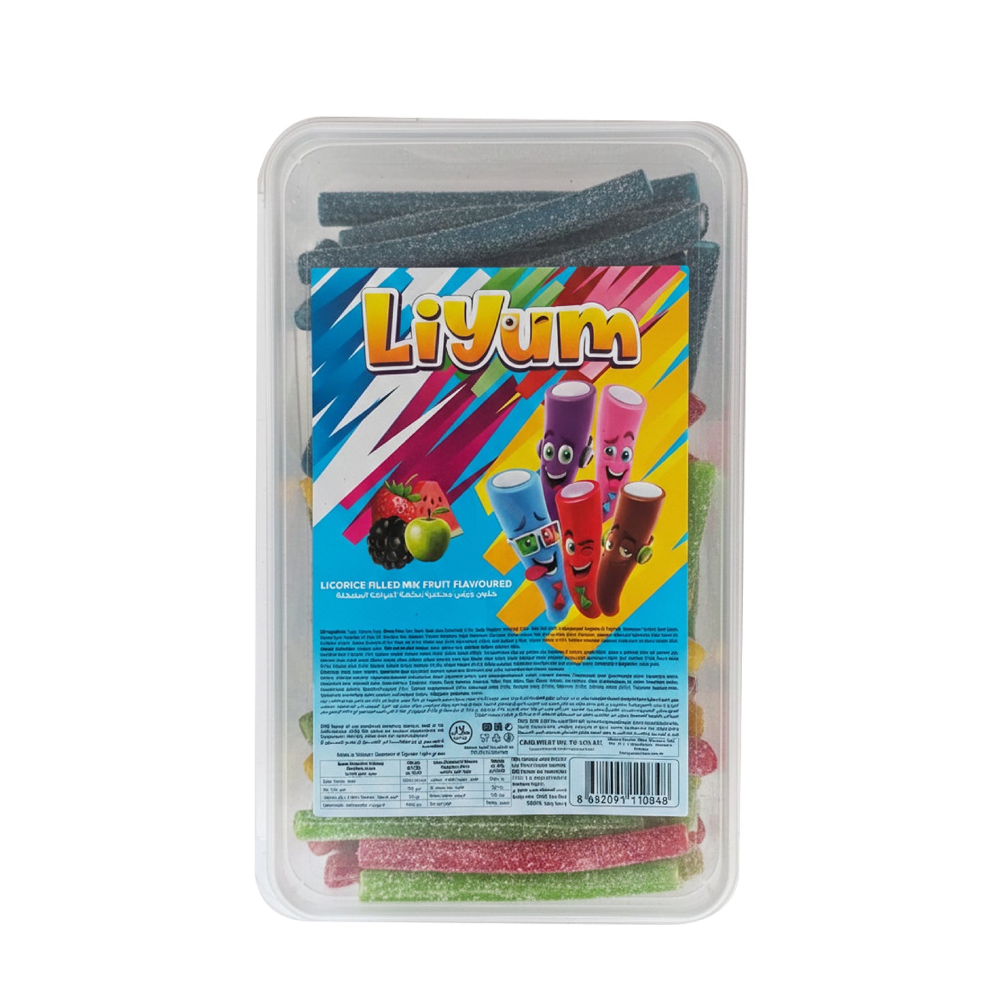 LIYUM Jellies: Colored Sour Licorice Filled with mixed fruits flavor (1000g)