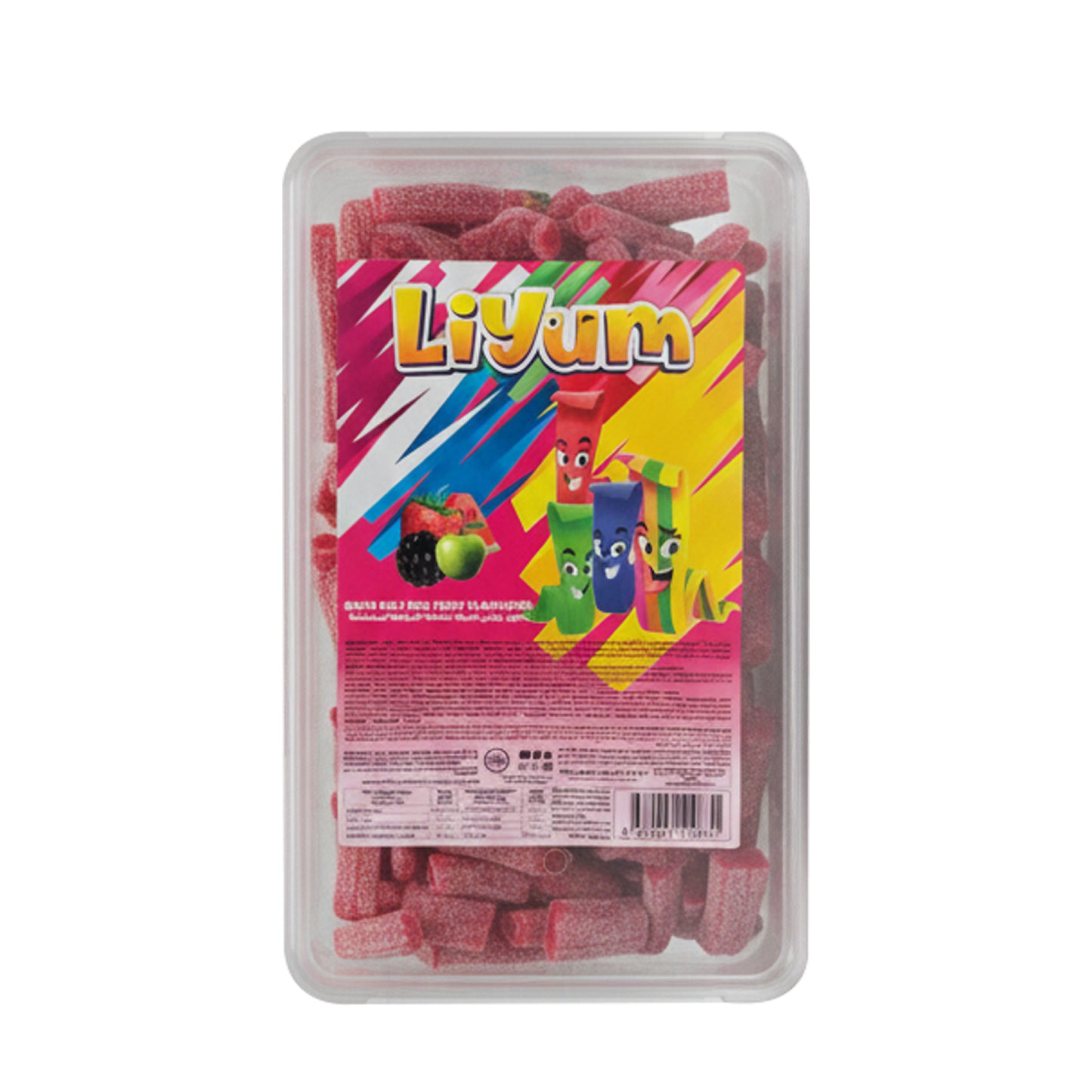 LIYUM Jellies: Sour strawberry flavored Licorice small belts (1000g)