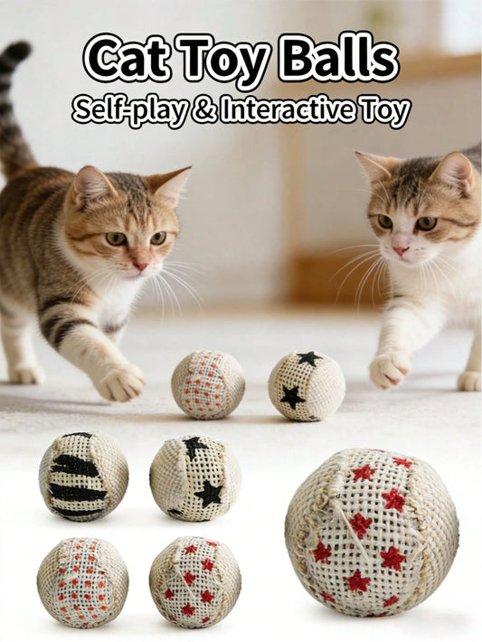 4-Piece Sisal Cat Toy Balls | Interactive Chasing Toys for Cats