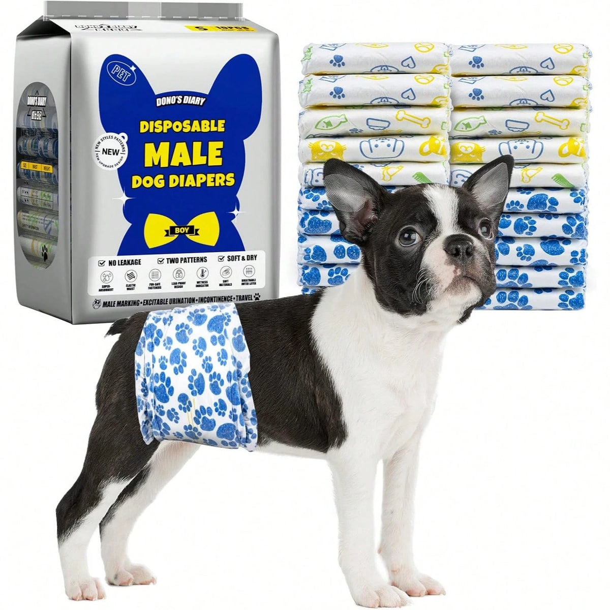 Disposable Male Dog Diapers 10-Pack | Leak-Proof Protection for Senior & Active Dogs