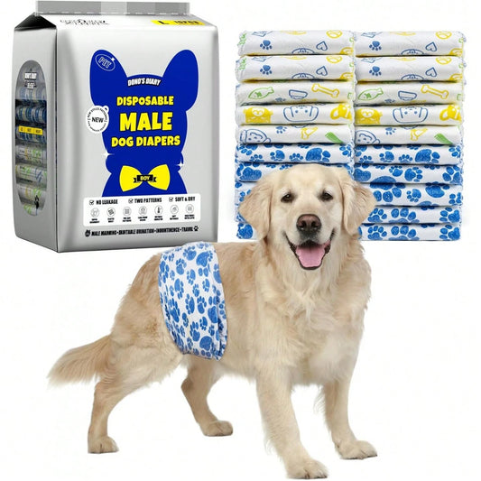 Disposable Male Dog Diapers 10-Pack | Leak-Proof Protection for Senior & Active Dogs