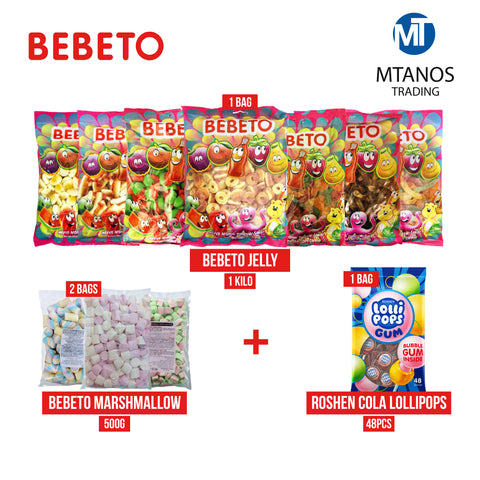 BEBETO Jelly bag + Marshmallow + Roshen Lollipops