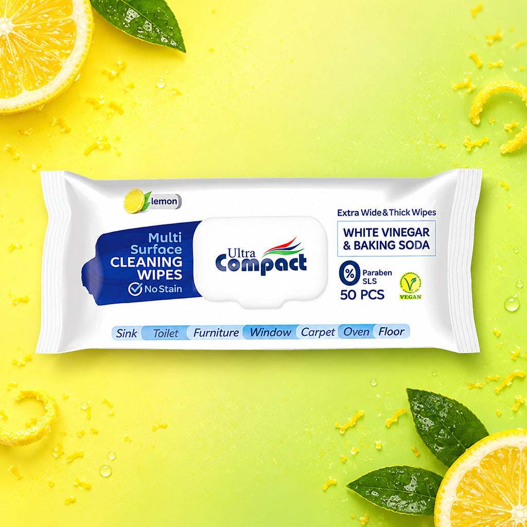 Ultra Compact Multi-Surface Cleaning Wipes Lemon Scented - 50 Sheet