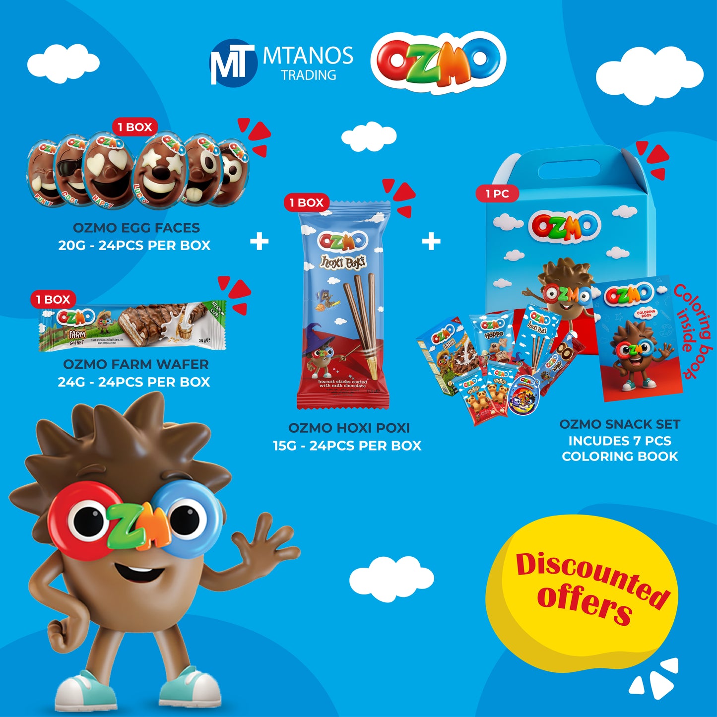 OZMO Egg Faces + Hoxi Poxi + Farm Wafer + Snack Set Offer