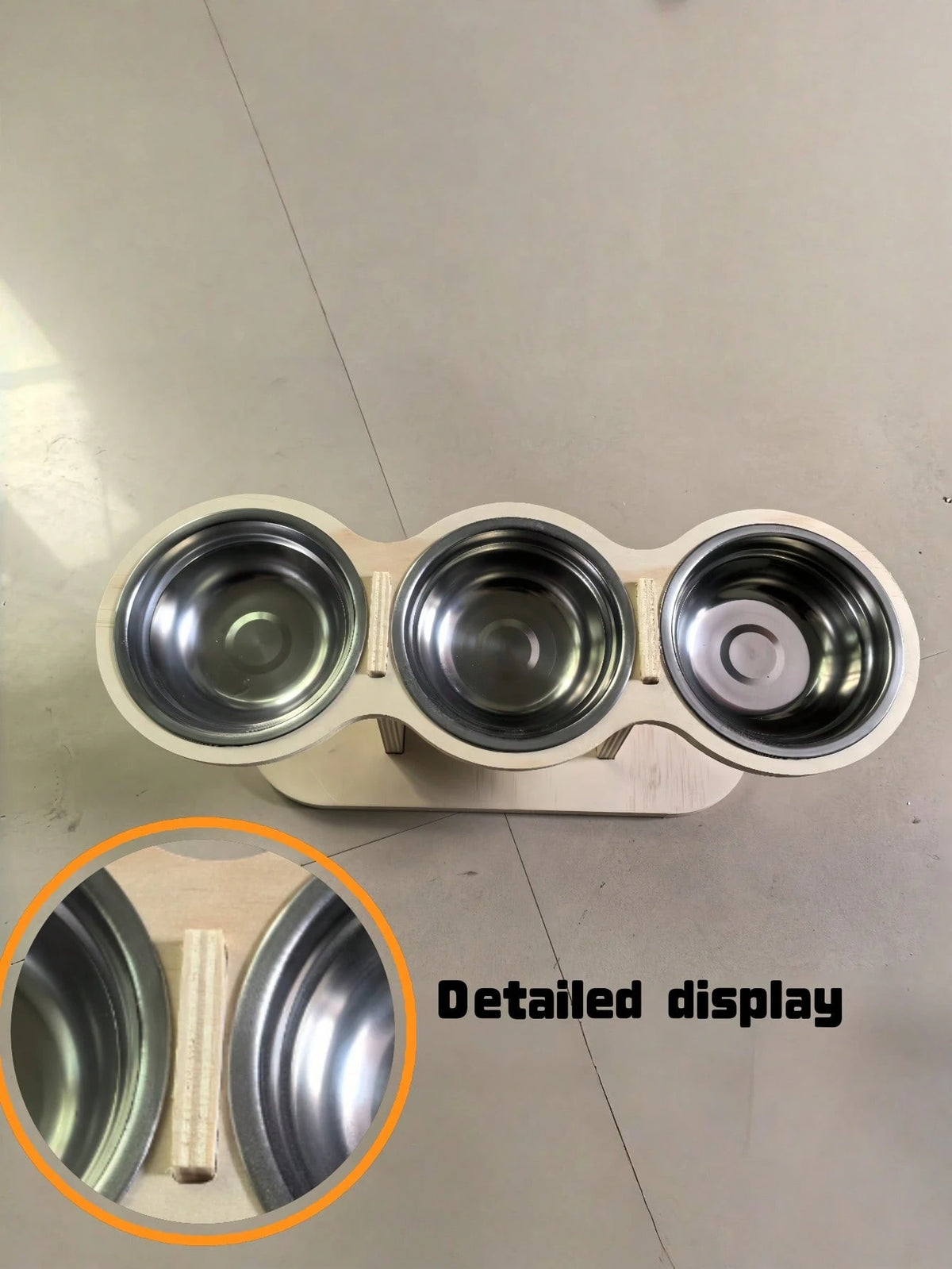 Elevated Cat Bowl Set with Wooden Stand – 3 Stainless Steel Bowls
