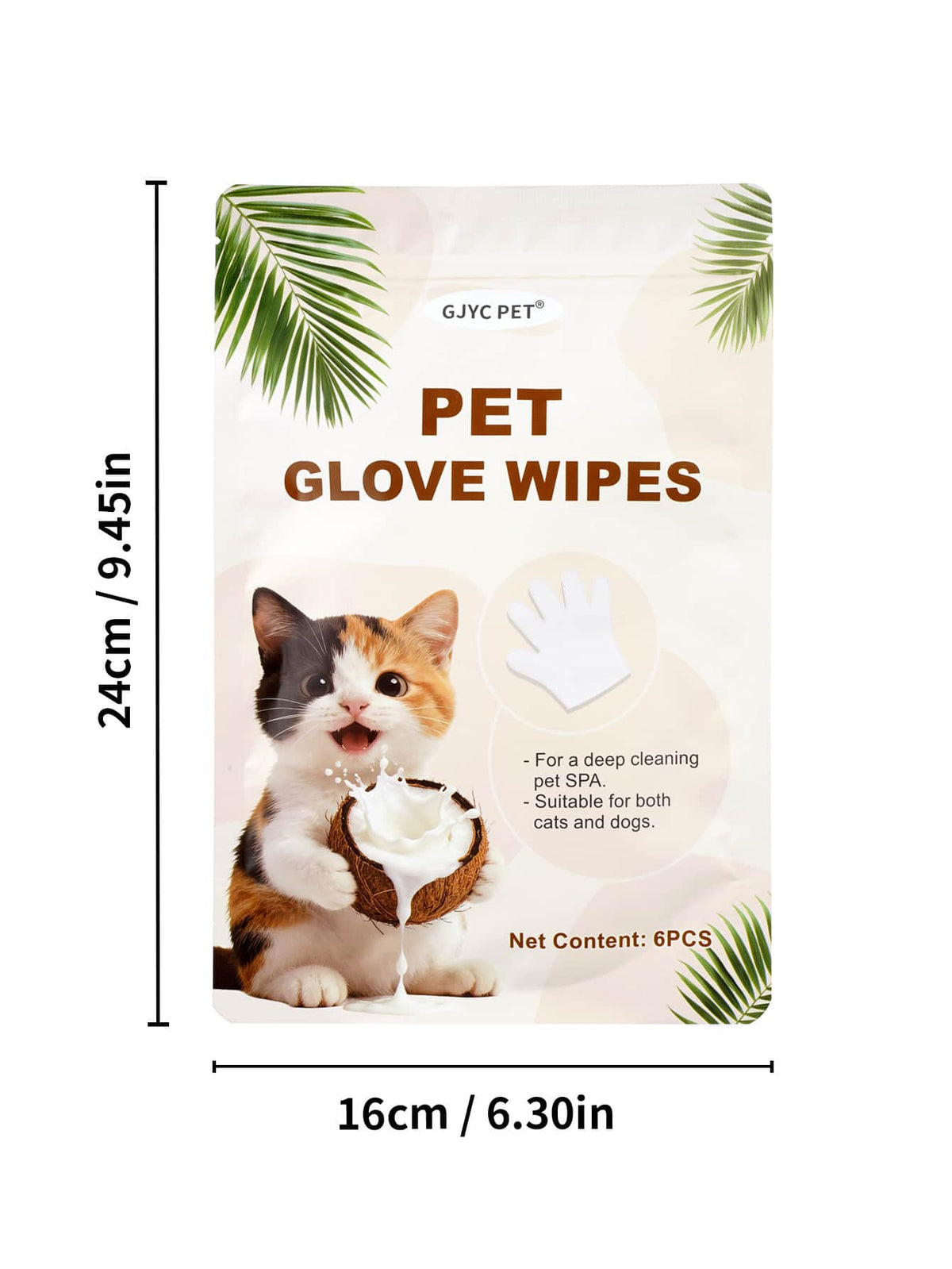Pet Deodorizing Glove Wipes – Coconut Scent for Dogs & Cats