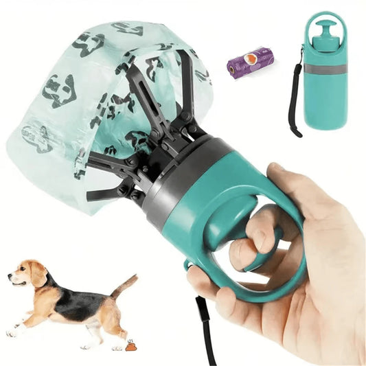 Portable Dog Poop Scooper with Bag Dispenser | Teal