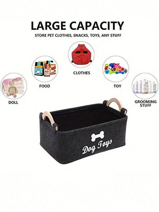 Felt Pet Toy Storage Basket | Large Organizer Bin for Pets