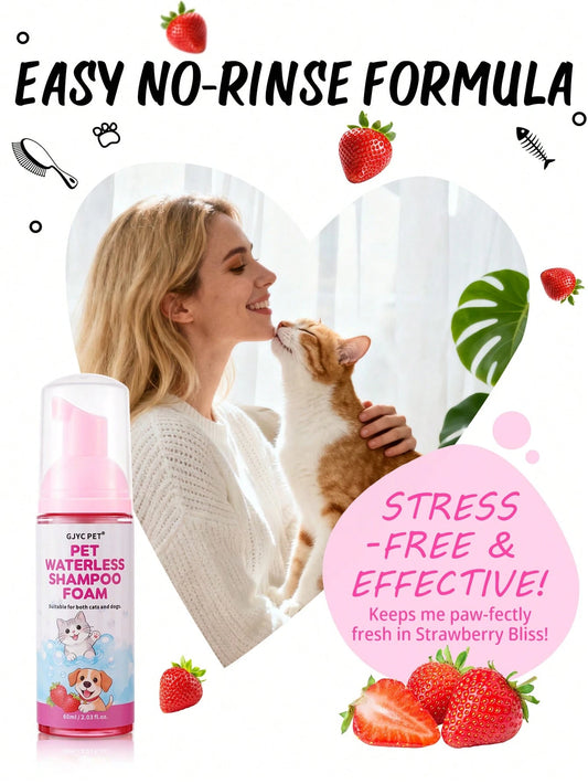 5-in-1 Waterless Pet Shampoo Mousse | Strawberry Scent for Dogs & Cats