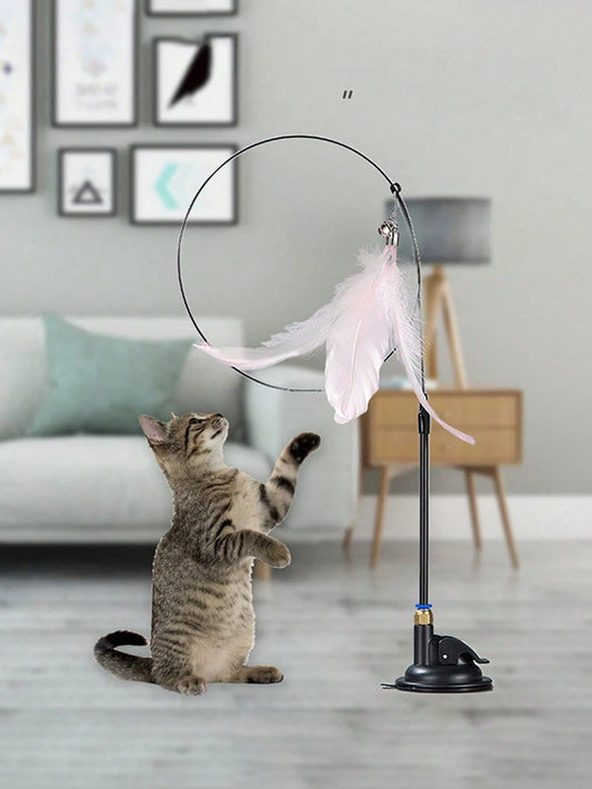 Suction Cup Feather Cat Teaser Wand | Interactive Indoor Cat Toy