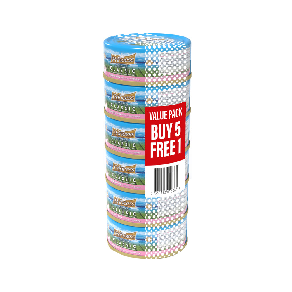 PRINCESS Classic Chicken and Tuna with Rice and Shrimp Value Pack 5+1