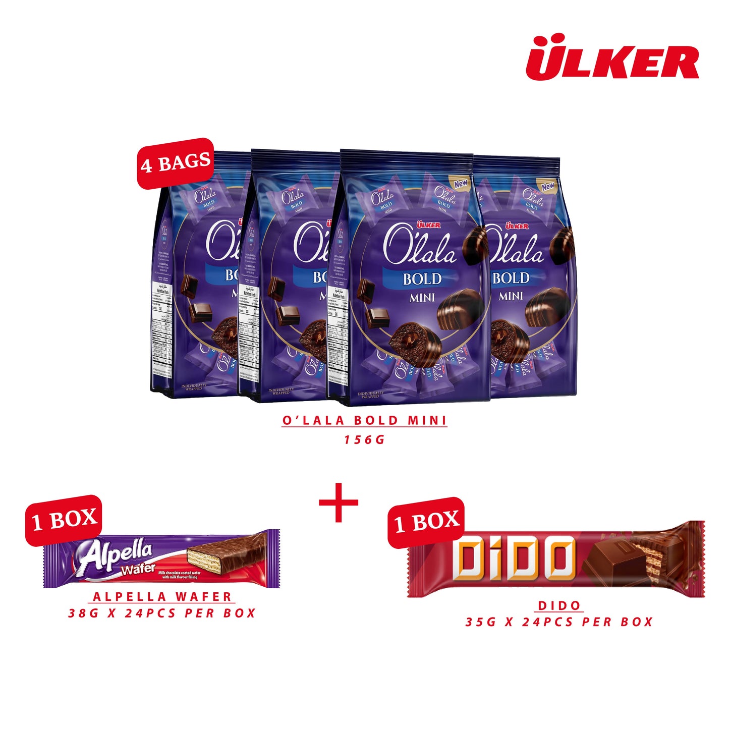 ULKER Bundle Offer: O'lala Bold Mini + Alpella Wafer + Dido
