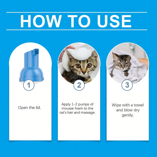 Waterless Cat Cleaning Mousse | Gentle No-Rinse Foam Cleanser