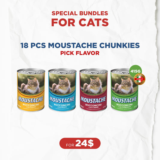 Cat Bundle Offer: 18 Moustache Chunkies (415g)