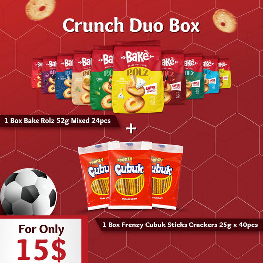 Crunch Duo Box World Cup Bundle: Bake Rolz + Cubuk Crackers