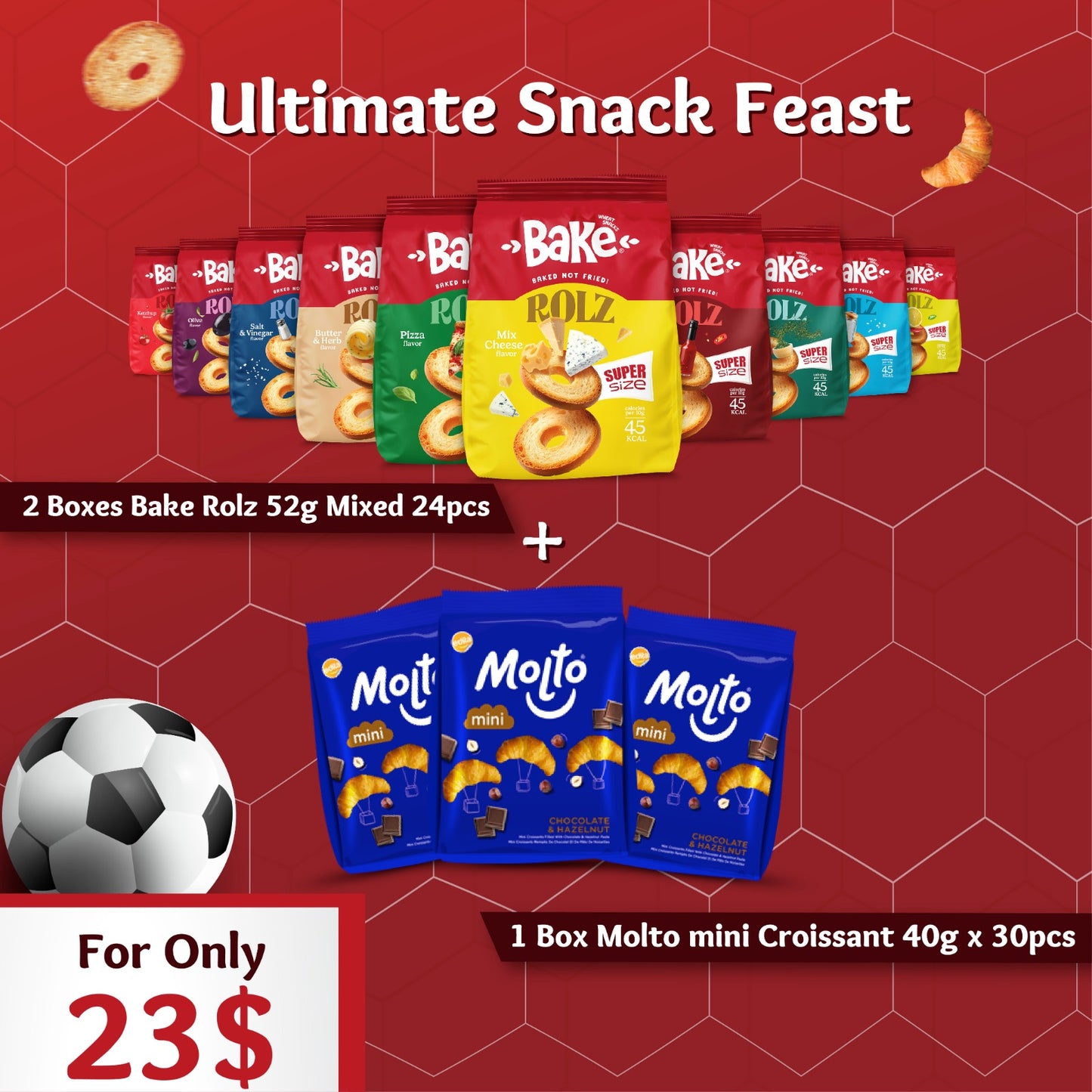 Unltimate Snack Feast World Cup Bundle: Bake Rolz + Molto Mini Croissant