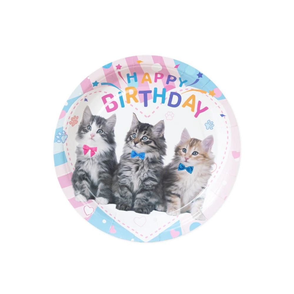 Cat Birthday Party Supplies - Disposable Paper Plates (25 pieces - 23cm)