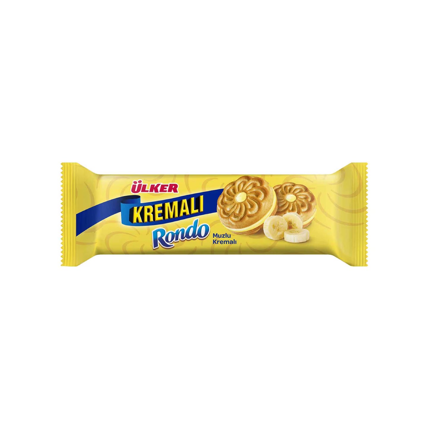 ULKER Kremali: Milk Sandwich Biscuits Filled with Banana Flavored Cream (61g) - 24 Pieces per box