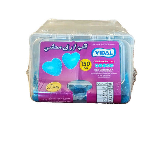 Vidal Jelly filled Hearts Blue Plastic 150pcs*6outer