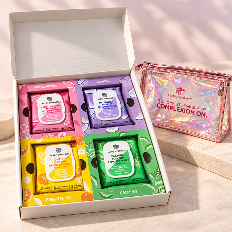 Ultra Compact Makeup Remover Wipes Gift Set – 4-Piece Cleansing & Hydrating Collection