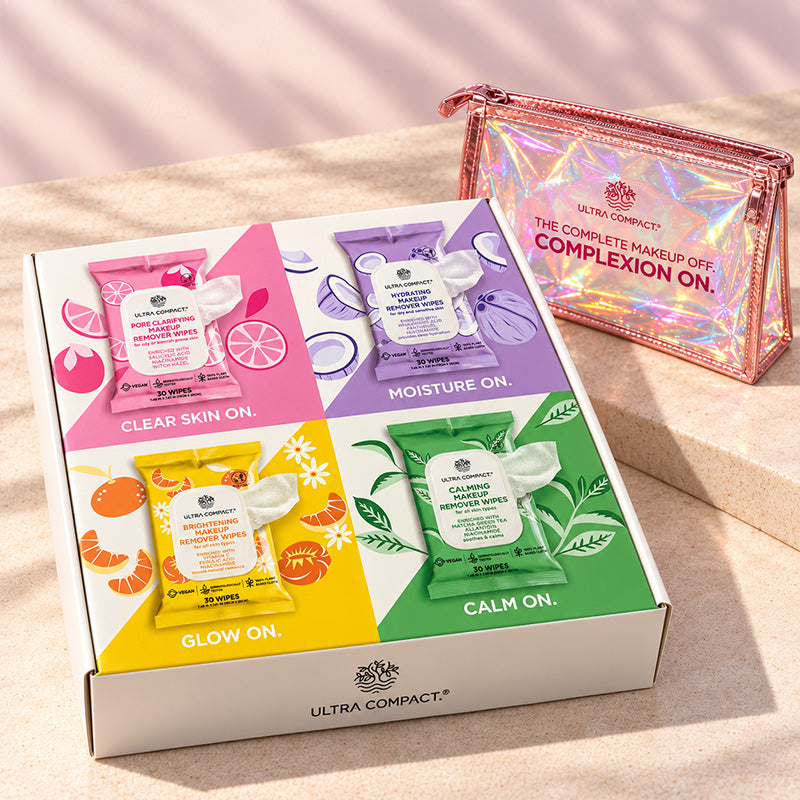 Ultra Compact Makeup Remover Wipes Gift Set – 4-Piece Cleansing & Hydrating Collection