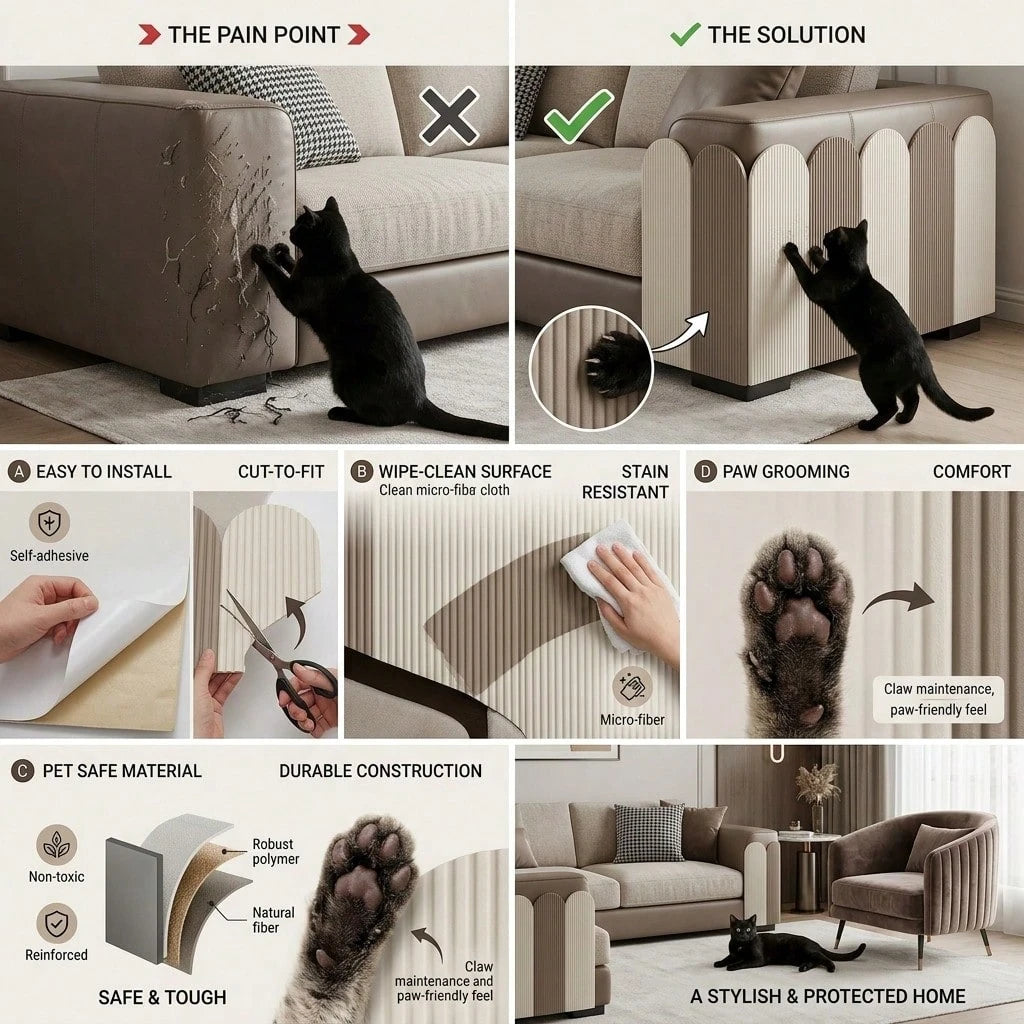 Self-Adhesive Cat Scratching Boards – Wall & Sofa Scratch Pads (Set of 2 pieces)