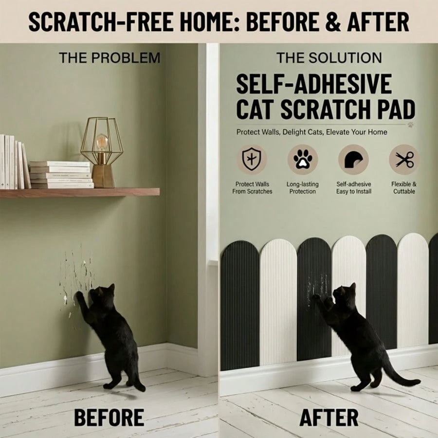Self-Adhesive Cat Scratching Boards – Wall & Sofa Scratch Pads (Set of 2 pieces)
